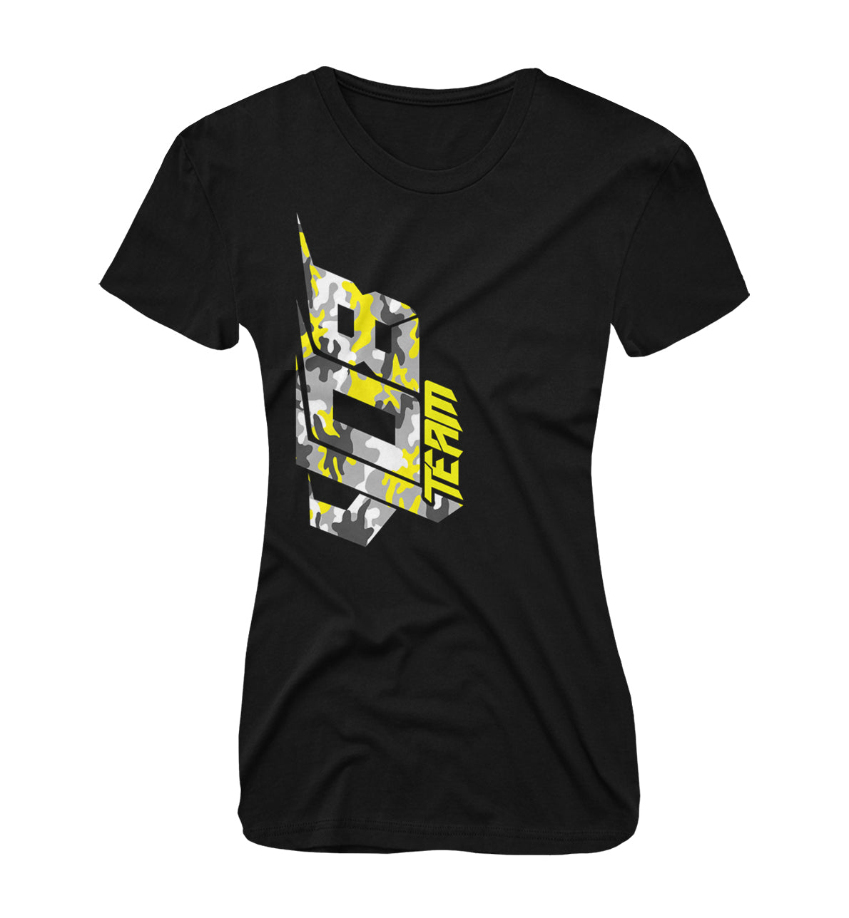 408 Team Yellow Camo 90 Ladies Tee